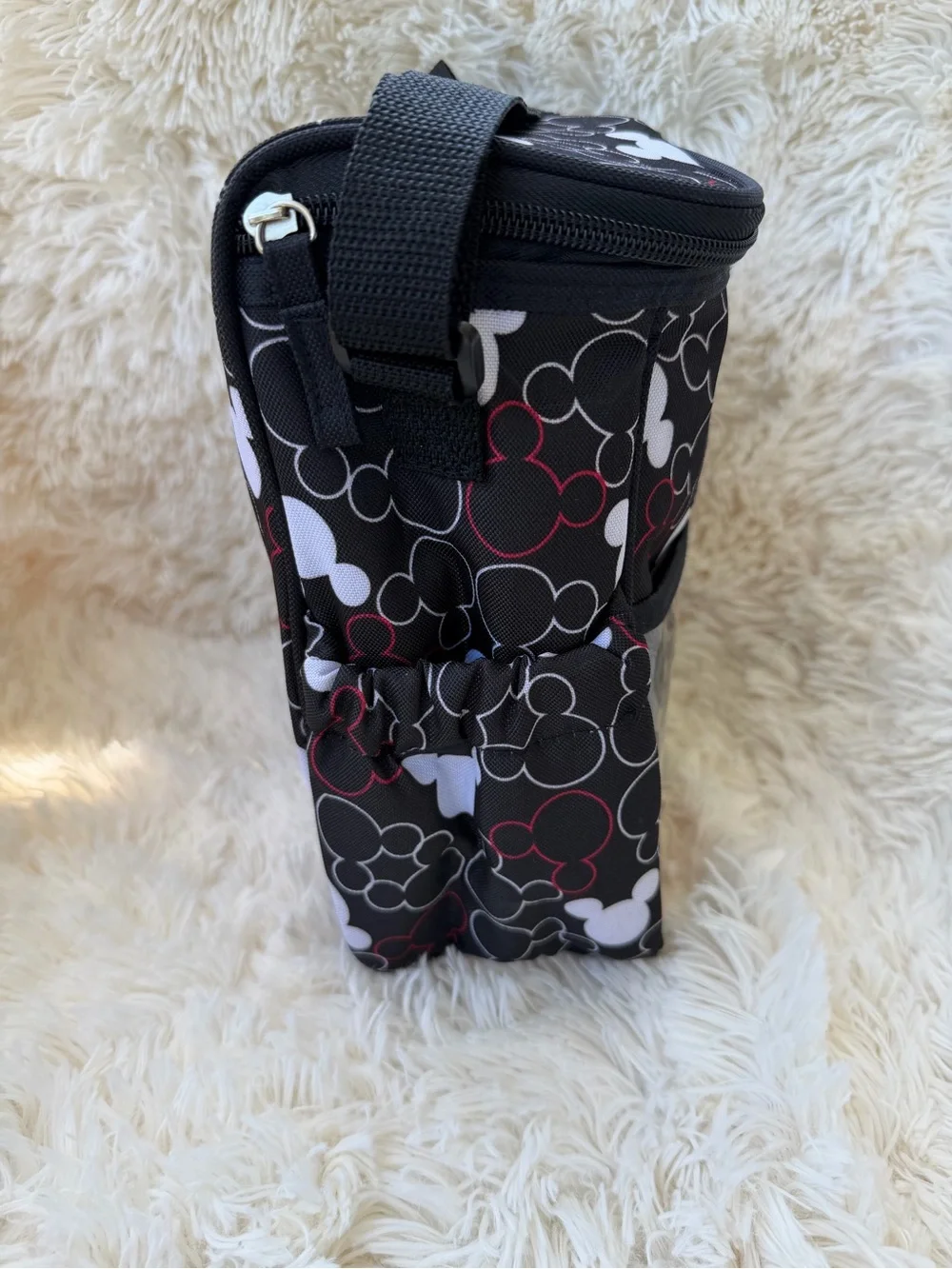 Disney Mickey Mouse Compact Diaper Day Bag Black White Red Like New